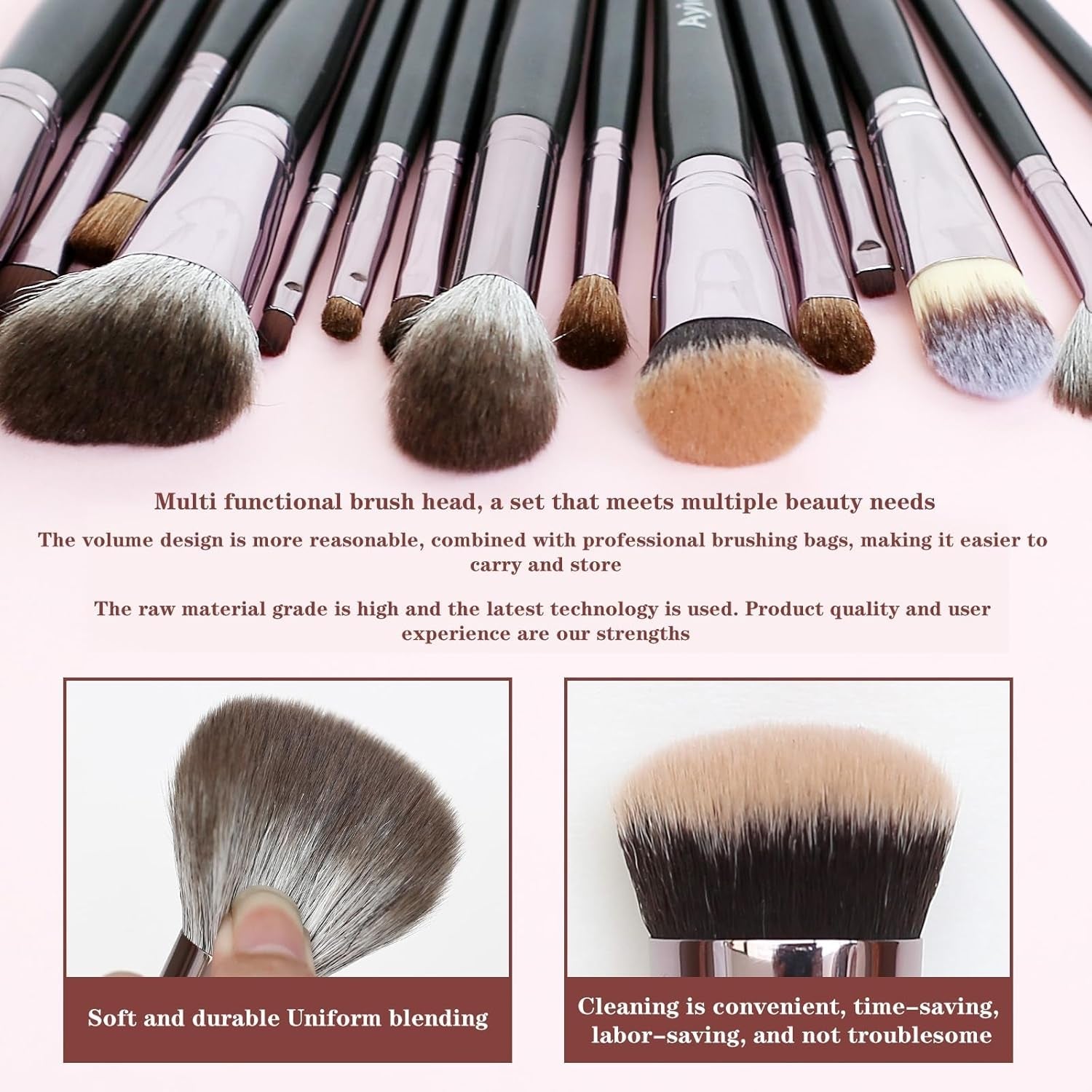 15Pcs Makeup Brushes Set - Kabuki Foundation Blending Brush Eyeshadows Make up Brush Set Gift for Women - Cosmetics Store