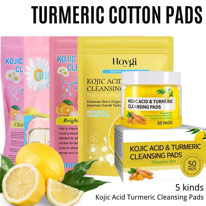 GlowClean™ Kojic Acid & Turmeric Exfoliating Pads – 40/50Pcs Daily Facial Cleansing & Skin Care - Cosmetics Store
