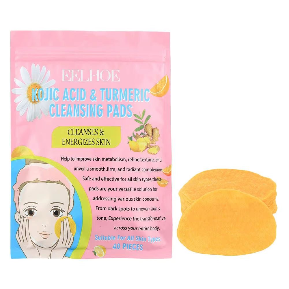 GlowClean™ Kojic Acid & Turmeric Exfoliating Pads – 40/50Pcs Daily Facial Cleansing & Skin Care - Cosmetics Store