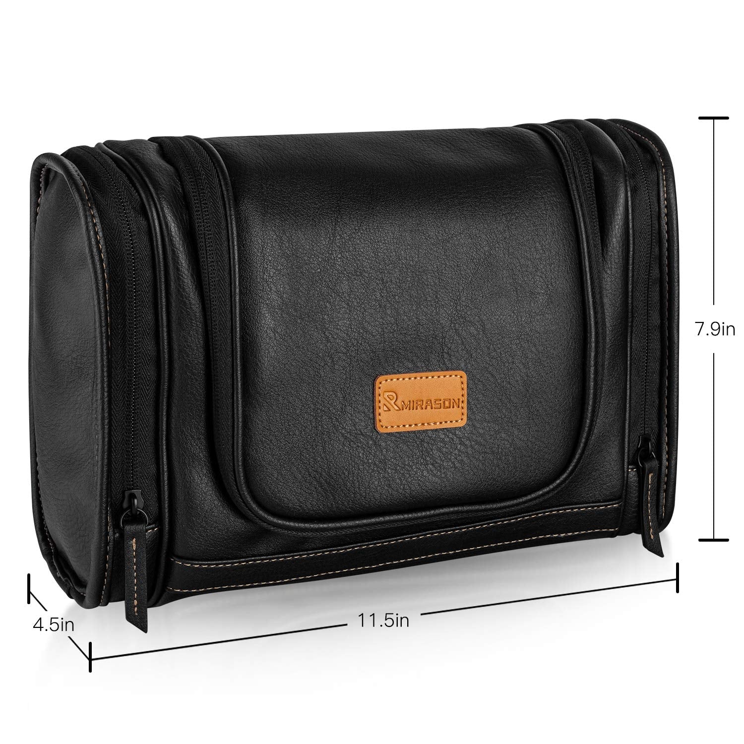 Dopp Kit Waterproof Leather Travel Bag w/ Sturdy Metal Hook & Handle for Bathroom Shower Camping for Men - Cosmetics Store
