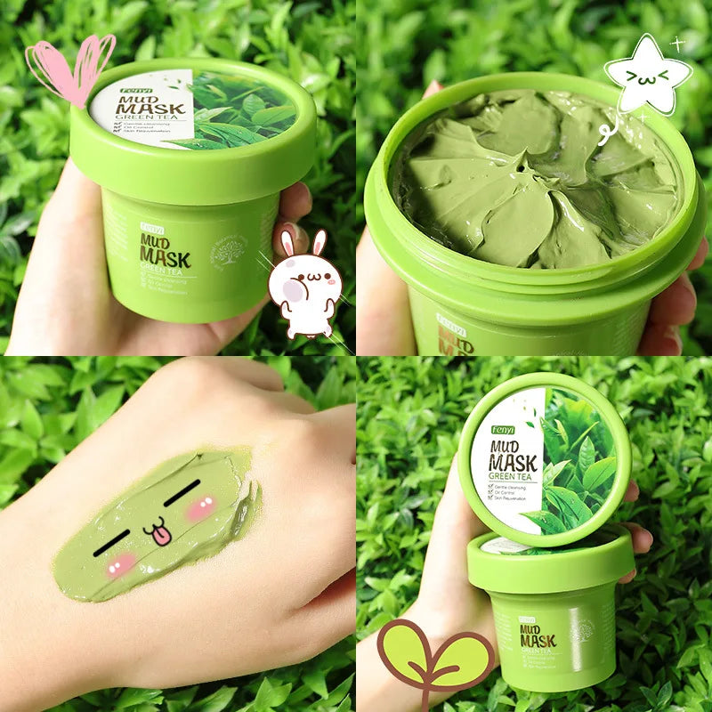 Face Mask 100G Green Tea Ice Muscle Mud Mask Deep Cleansing Remove Blackheads and Shrink Pores Mask Facial Skin Care Products