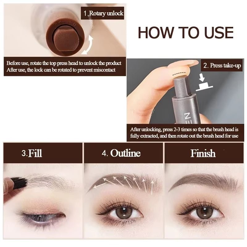 3D Dye Eyebrow Pencil – Waterproof, Smudge-Proof Brow Enhancer with Large Brush for Natural Brows - Cosmetics Store