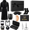 15 Pcs Birthday Gifts for Men Beard Care Set for Him Father'S Day Gifts Basket Ideas Kit for Men Tumbler Bath Robe for Dad Husband Boyfriend Box(Black)