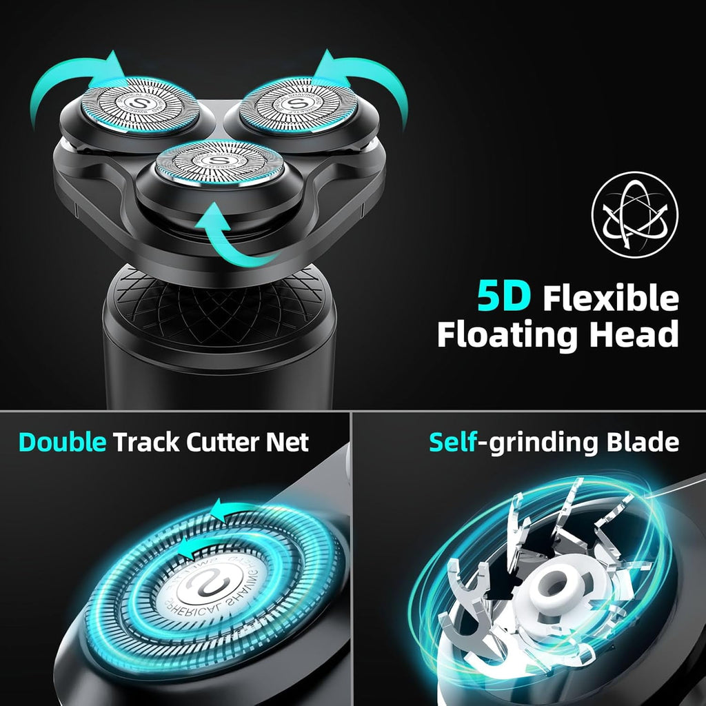 Ultimate 2-in-1 Electric Shaver and Beard Trimmer for Men - Cordless, Waterproof, and Rechargeable with Fast Charging Technology