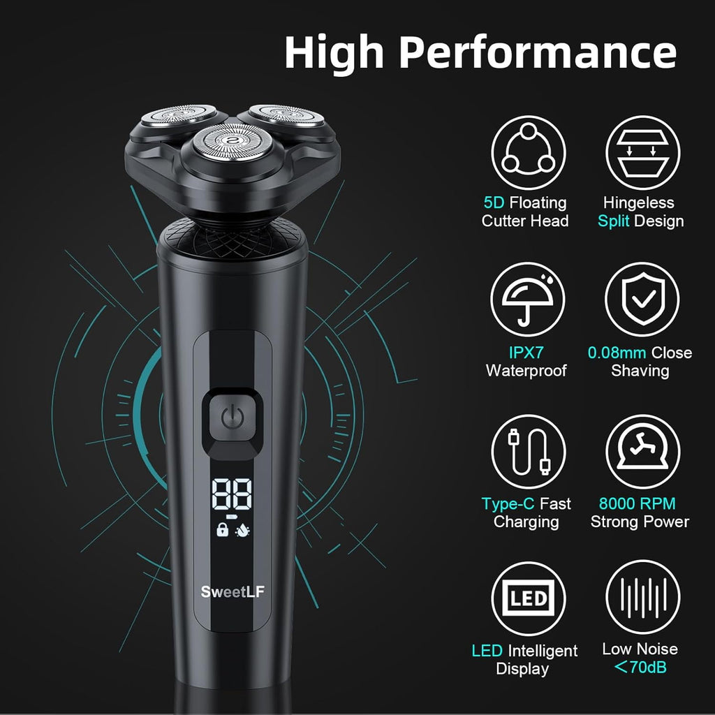 Ultimate 2-in-1 Electric Shaver and Beard Trimmer for Men - Cordless, Waterproof, and Rechargeable with Fast Charging Technology