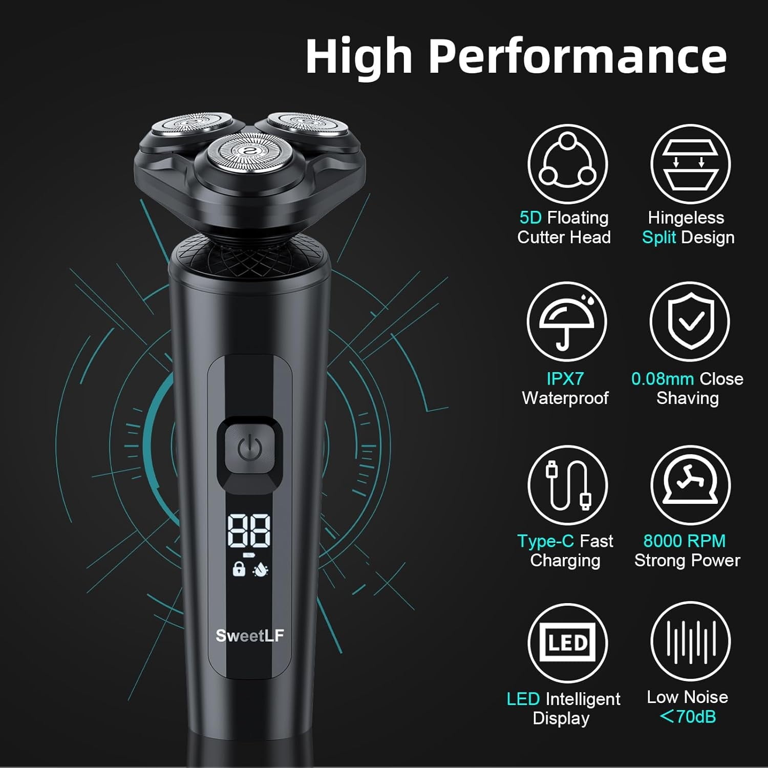 Ultimate 2-in-1 Electric Shaver and Beard Trimmer for Men - Cordless, Waterproof, and Rechargeable with Fast Charging Technology
