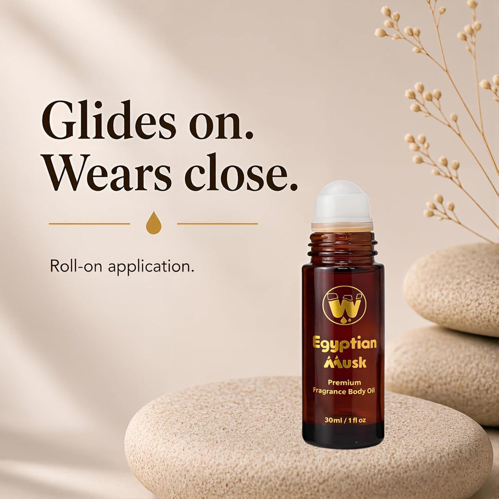 Experience the Alluring Essence of Egyptian Musk Oil - Available in Roll-On and Glass Bottle Sizes from 1Oz to 4Oz