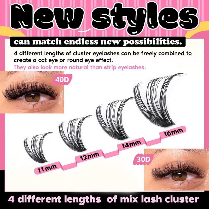 9 - 16mm DIY Lash Extension Kit: 280pcs Lash Clusters [Bond &amp; Seal, Tweezers] - Cosmetics Store
