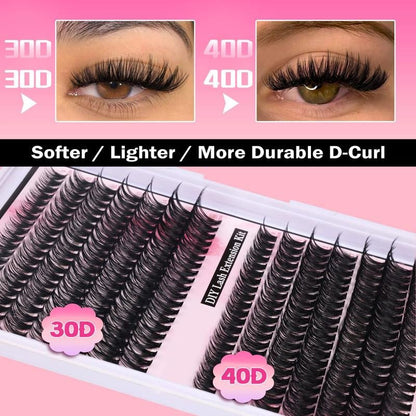 9 - 16mm DIY Lash Extension Kit: 280pcs Lash Clusters [Bond &amp; Seal, Tweezers] - Cosmetics Store