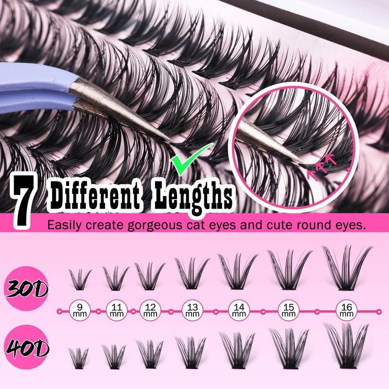 9 - 16mm DIY Lash Extension Kit: 280pcs Lash Clusters [Bond &amp; Seal, Tweezers] - Cosmetics Store