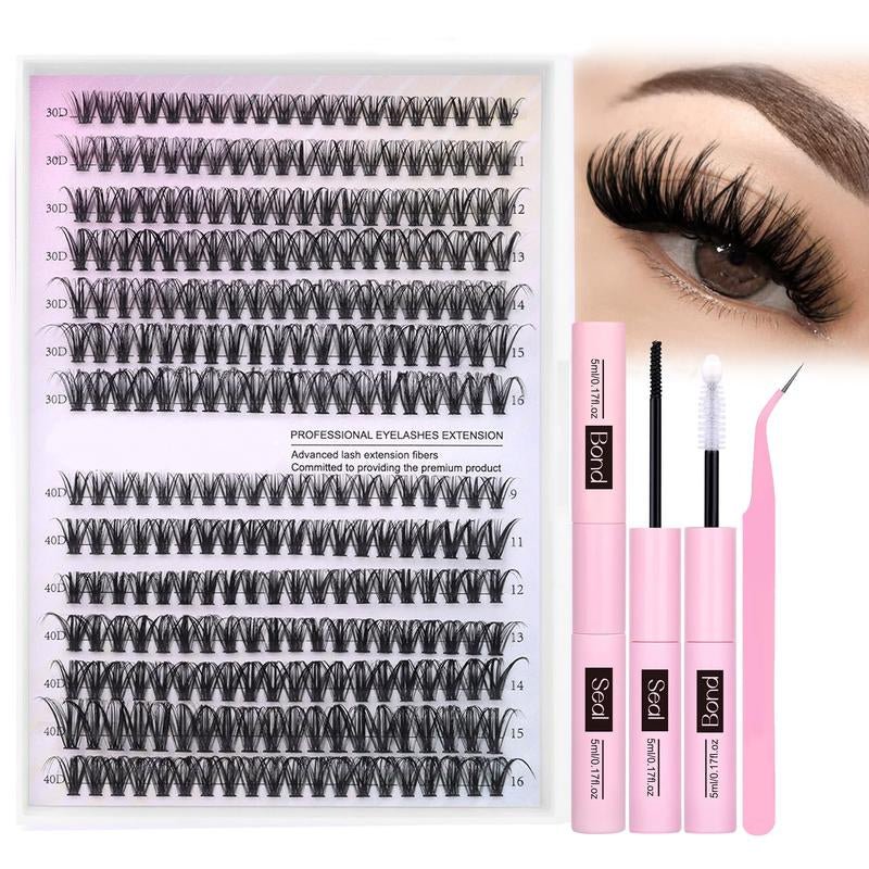 9 - 16mm DIY Lash Extension Kit: 280pcs Lash Clusters [Bond &amp; Seal, Tweezers] - Cosmetics Store