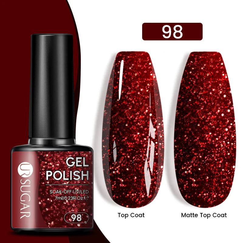 Sparkle and Shine: 7ml Champagne Gold Sequins Gel Nail Polish for Dazzling French Manicures