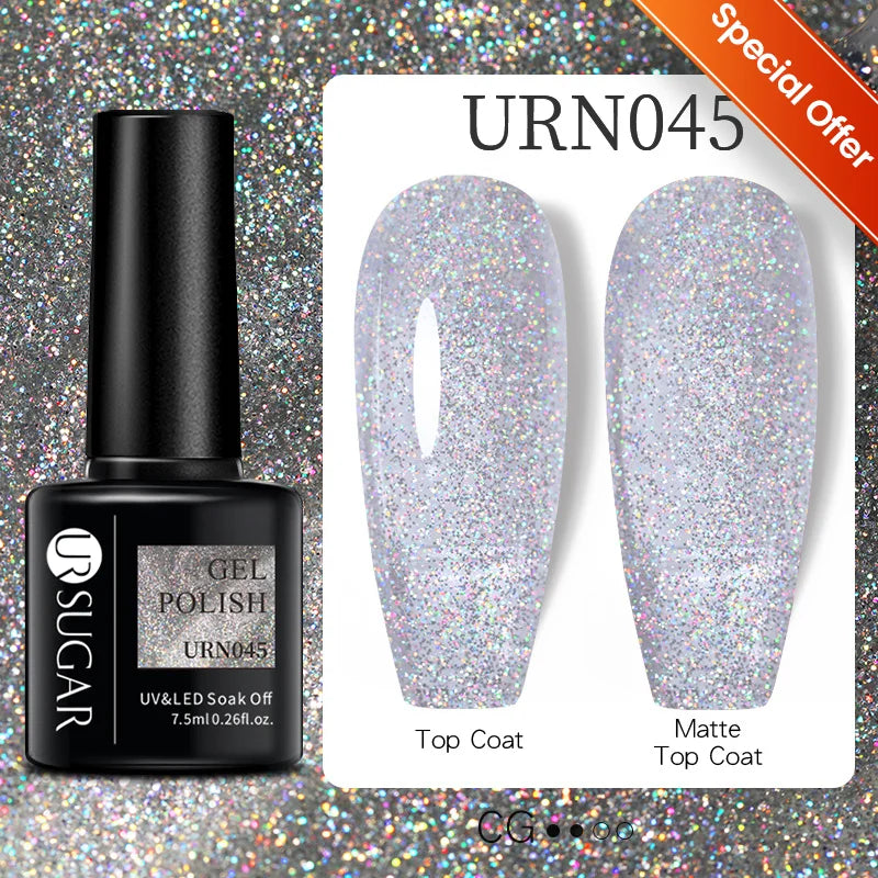 Sparkle and Shine: 7ml Champagne Gold Sequins Gel Nail Polish for Dazzling French Manicures