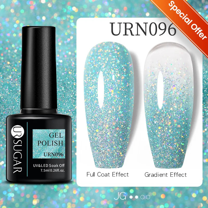 Sparkle and Shine: 7ml Champagne Gold Sequins Gel Nail Polish for Dazzling French Manicures