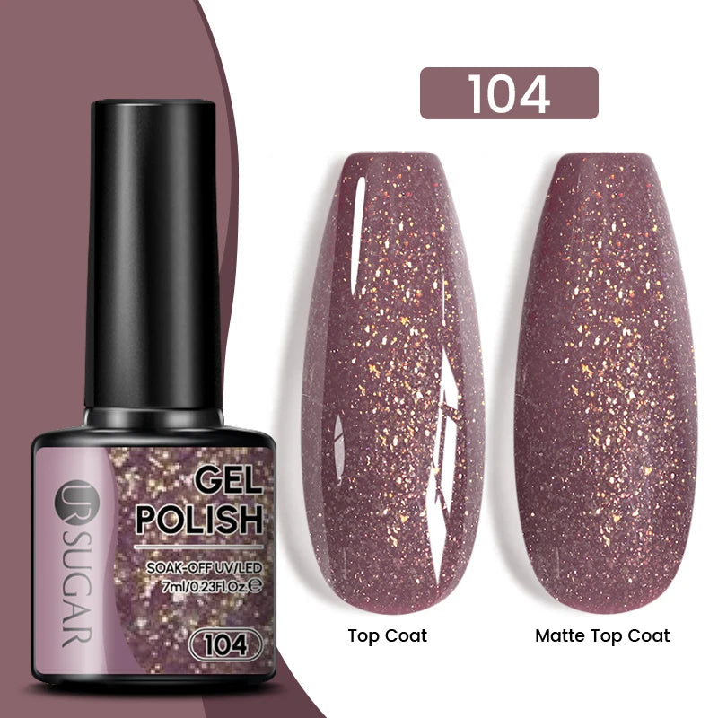 Sparkle and Shine: 7ml Champagne Gold Sequins Gel Nail Polish for Dazzling French Manicures
