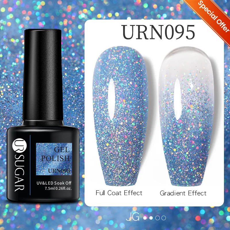 Sparkle and Shine: 7ml Champagne Gold Sequins Gel Nail Polish for Dazzling French Manicures