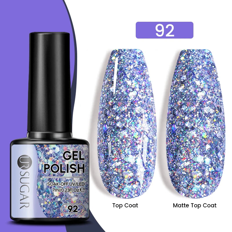 Sparkle and Shine: 7ml Champagne Gold Sequins Gel Nail Polish for Dazzling French Manicures