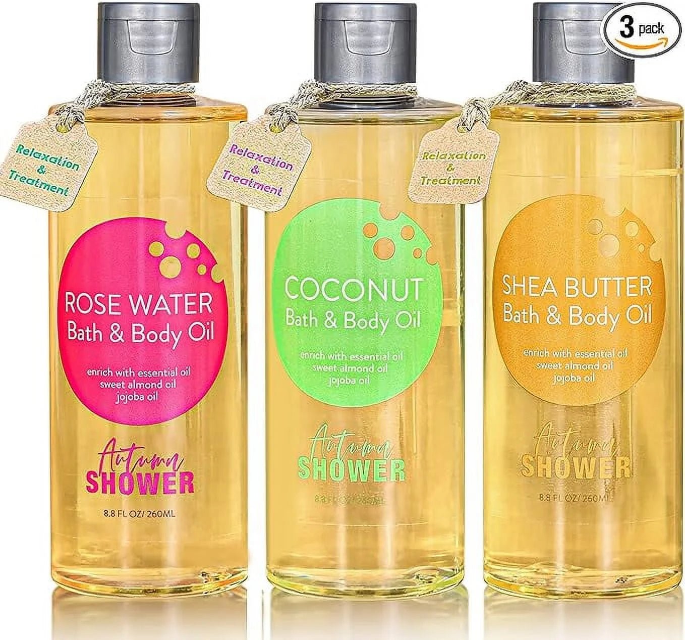 Sweet Almond Jojoba, Shea Butter, Rose Water, Coconut Multiuse Oils for Hair &amp; Dry Skin 26.4 Fl Oz (Pack of 3) - Cosmetics Store