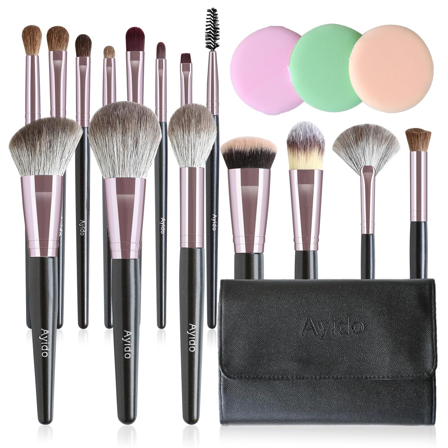 15Pcs Makeup Brushes Set - Kabuki Foundation Blending Brush Eyeshadows Make up Brush Set Gift for Women - Cosmetics Store