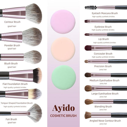 15Pcs Makeup Brushes Set - Kabuki Foundation Blending Brush Eyeshadows Make up Brush Set Gift for Women - Cosmetics Store