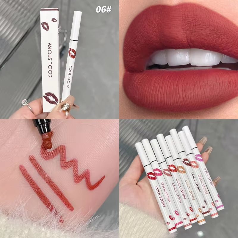 Cool Story Matte Liquid Lip Liner Pencil – Long-Lasting, Smudge-Proof Lip Stick for Natural - Looking Lips - Cosmetics Store