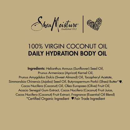 Daily Hydration Body Oil Virgin Coconut Oil for Dry Skin, 8 Oz - Cosmetics Store