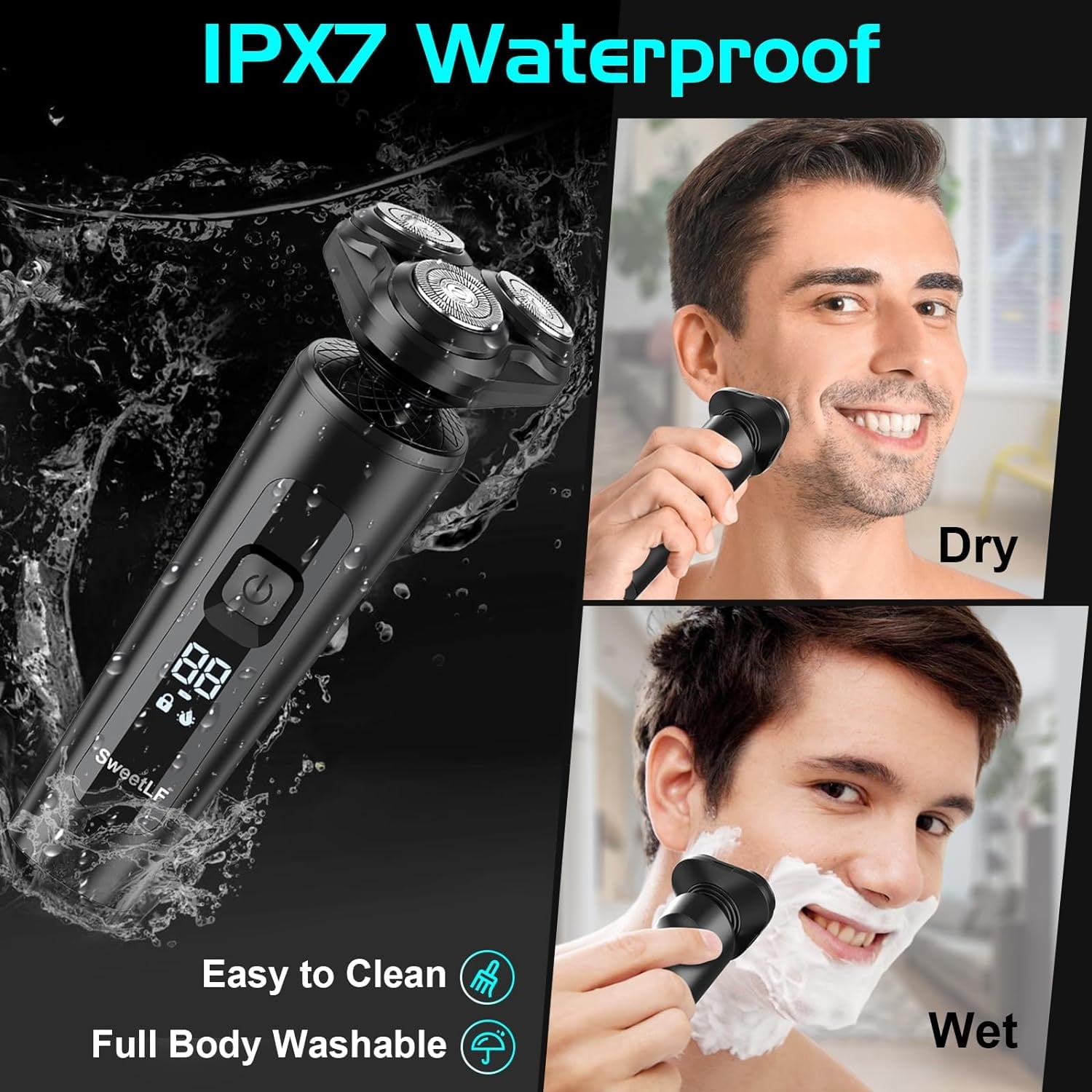 Ultimate 2-in-1 Electric Shaver and Beard Trimmer for Men - Cordless, Waterproof, and Rechargeable with Fast Charging Technology