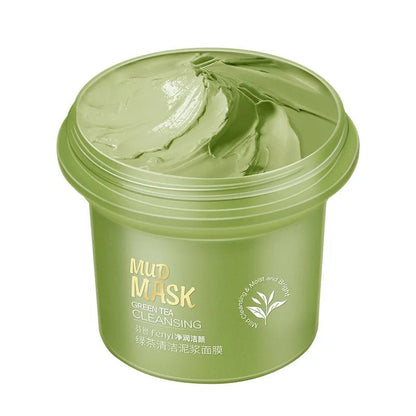 Face Mask 100G Green Tea Ice Muscle Mud Mask Deep Cleansing Remove Blackheads and Shrink Pores Mask - Cosmetics Store