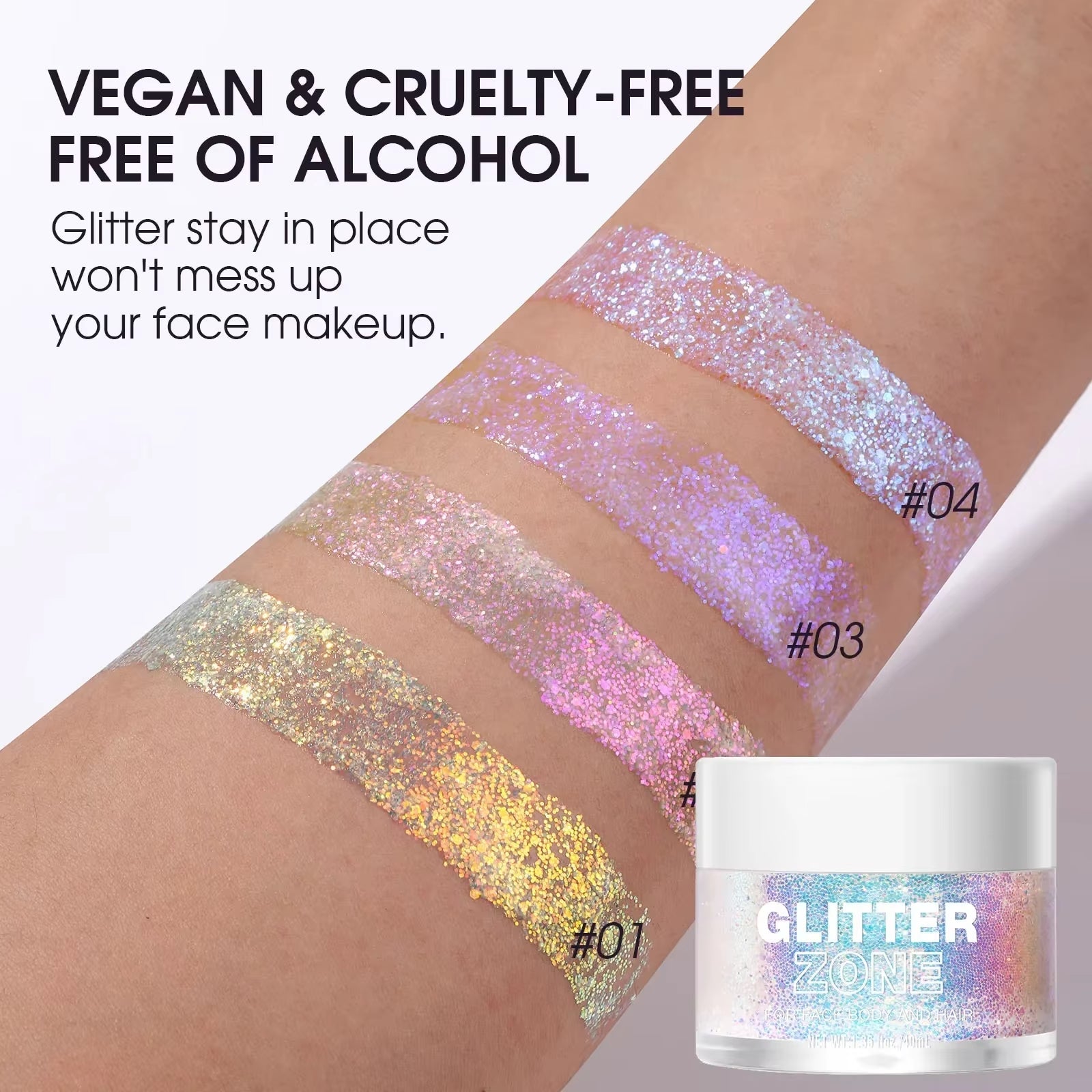 GlitterZone™ – Laser Glitter Gel for Face, Eyes, Hair, Nails &amp; Body - Cosmetics Store