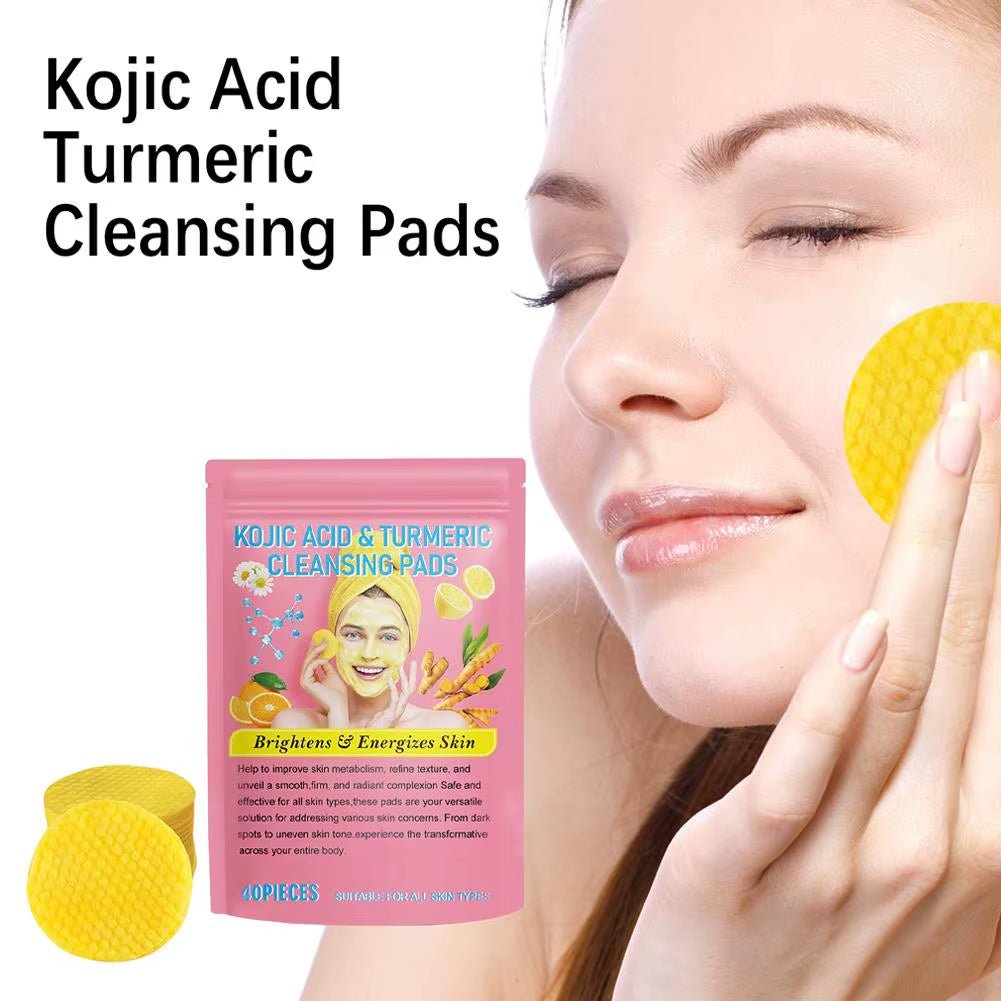 GlowClean™ Kojic Acid &amp; Turmeric Exfoliating Pads – 40/50Pcs Daily Facial Cleansing &amp; Skin Care - Cosmetics Store
