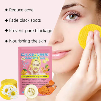 GlowClean™ Kojic Acid &amp; Turmeric Exfoliating Pads – 40/50Pcs Daily Facial Cleansing &amp; Skin Care - Cosmetics Store