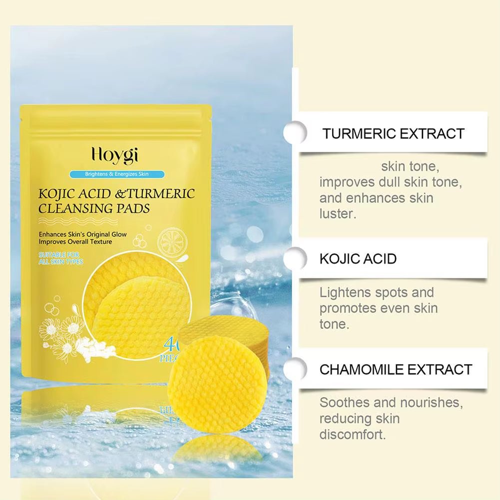 GlowClean™ Kojic Acid &amp; Turmeric Exfoliating Pads – 40/50Pcs Daily Facial Cleansing &amp; Skin Care - Cosmetics Store