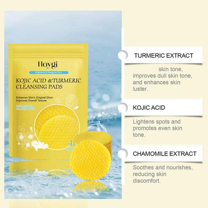 GlowClean™ Kojic Acid &amp; Turmeric Exfoliating Pads – 40/50Pcs Daily Facial Cleansing &amp; Skin Care - Cosmetics Store