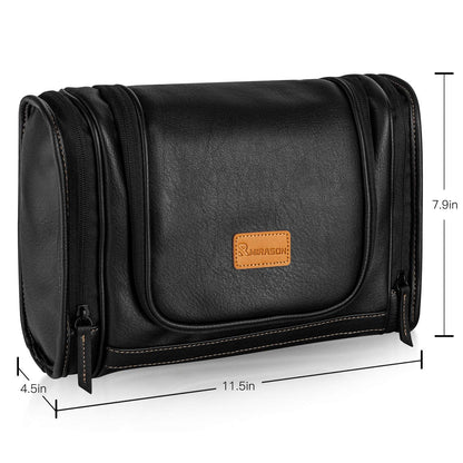 Dopp Kit Waterproof Leather Travel Bag w/ Sturdy Metal Hook &amp; Handle for Bathroom Shower Camping for Men - Cosmetics Store