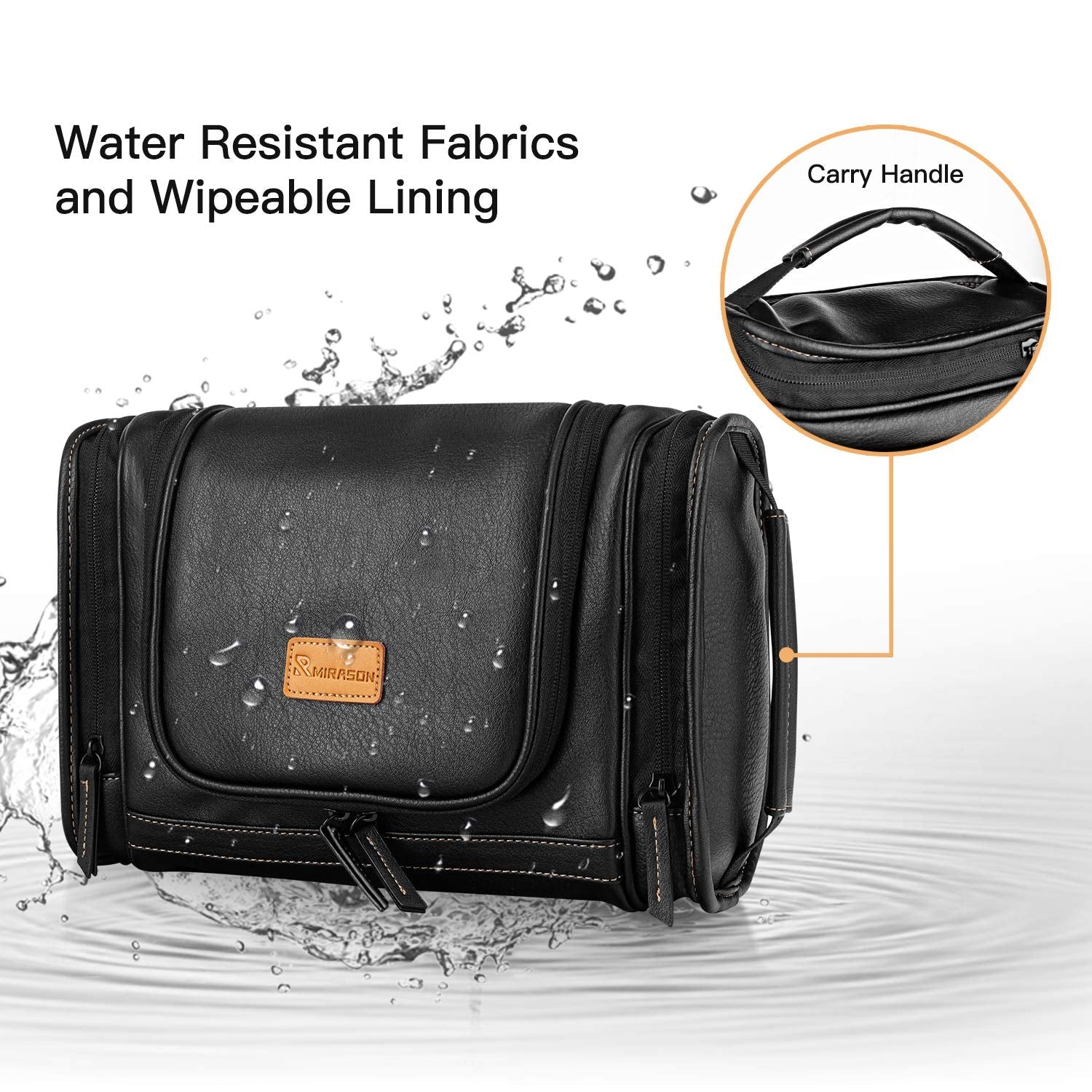 Dopp Kit Waterproof Leather Travel Bag w/ Sturdy Metal Hook &amp; Handle for Bathroom Shower Camping for Men - Cosmetics Store