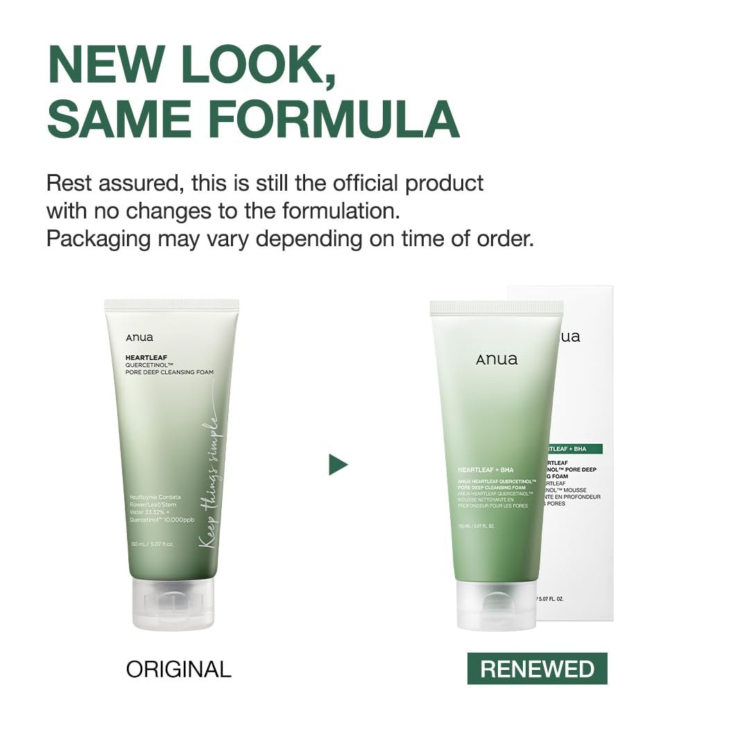 Heartleaf Quercetinol Pore Deep Cleansing Foam, BHA, Hyaluronic Acid, Glycerin, Blackhead Remover (150Ml/5.07 Fl.Oz.) - Cosmetics Store
