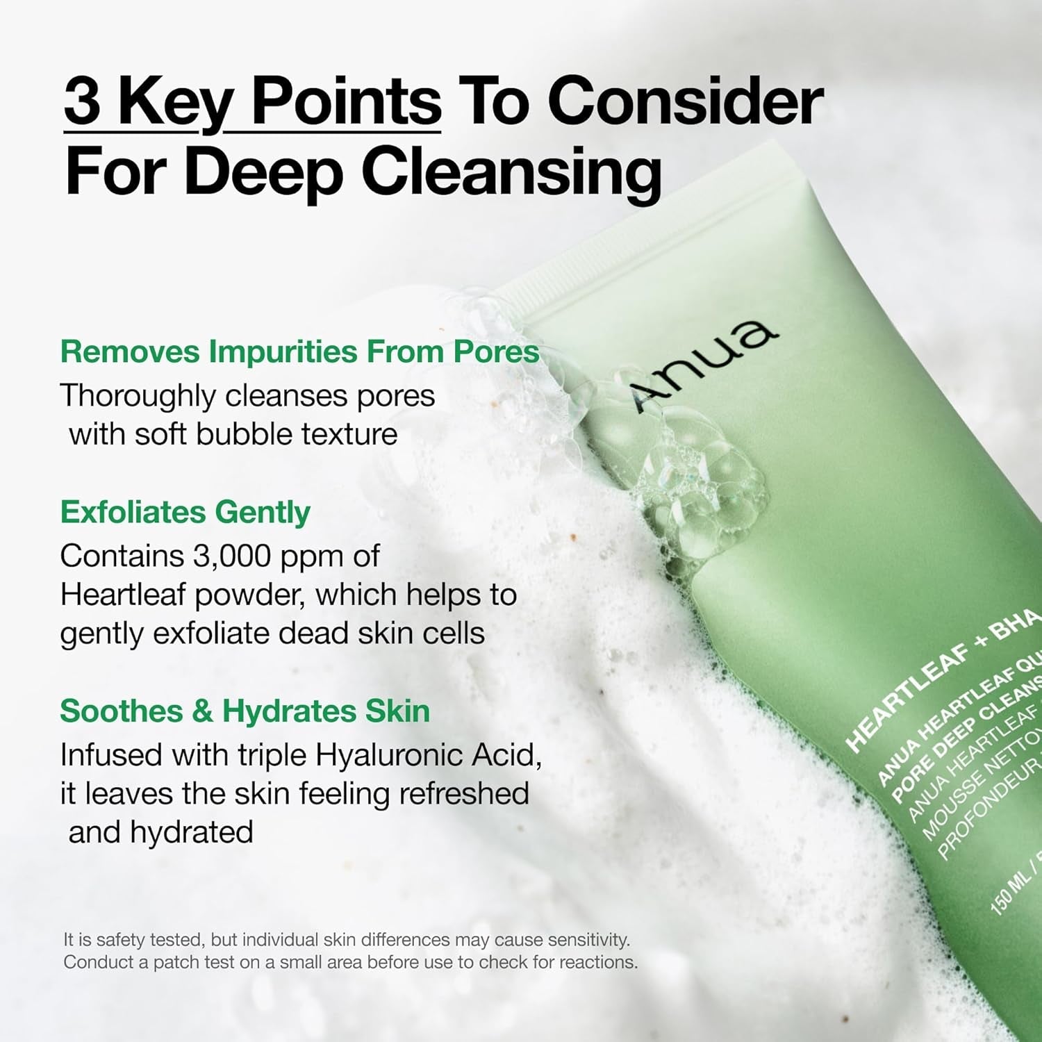Heartleaf Quercetinol Pore Deep Cleansing Foam, BHA, Hyaluronic Acid, Glycerin, Blackhead Remover (150Ml/5.07 Fl.Oz.) - Cosmetics Store