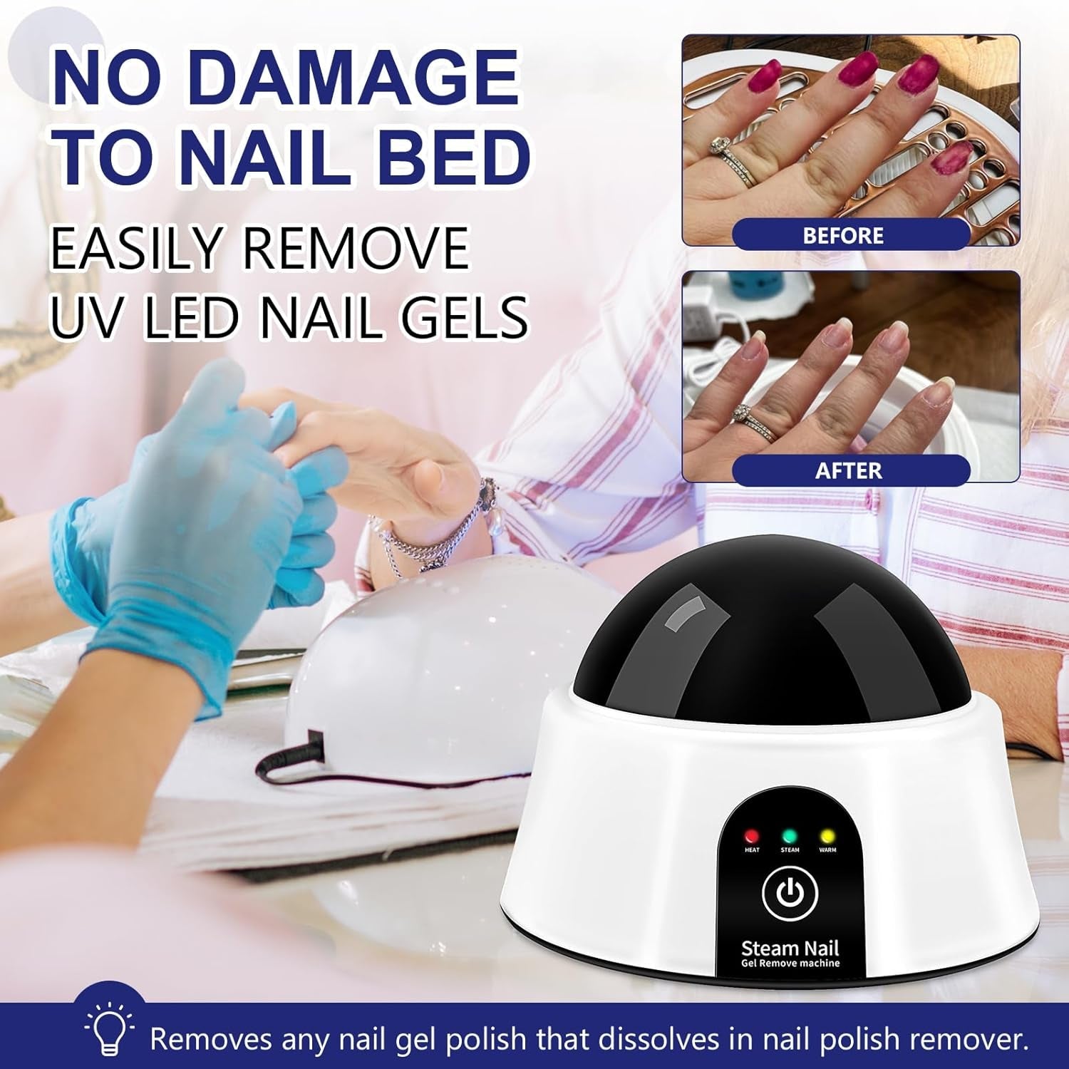 Nail Soaking, Manicure, Polish Remover Electric Machine for Acrylic Nails Dip Gel with Color Cuticle Pusher - Cosmetics Store