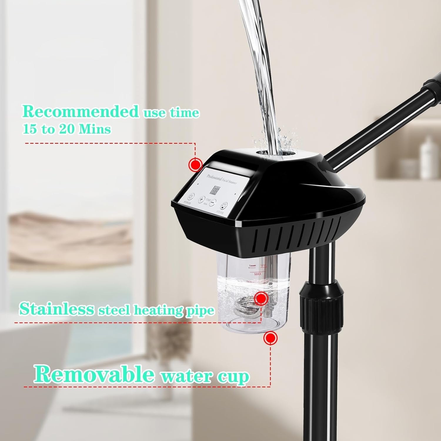 Professional Facial Steamer, Facial Steamer on Wheels with Timer Function, Ozone Face Steamer for Spa, Salon and at Home Use - Cosmetics Store