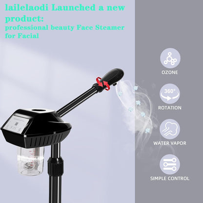 Professional Facial Steamer, Facial Steamer on Wheels with Timer Function, Ozone Face Steamer for Spa, Salon and at Home Use - Cosmetics Store
