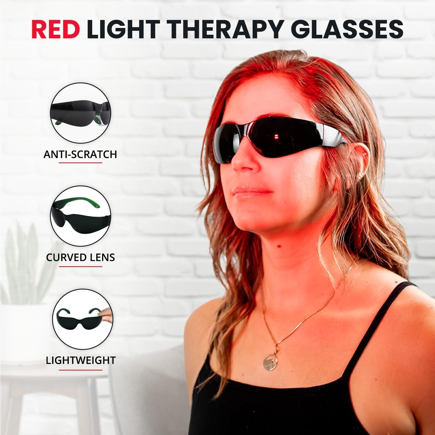  - Red Light Glasses - Eye Protection for Red Light Therapy (600Nm - 900Nm) - Red Light Therapy Goggles - Cosmetics Store