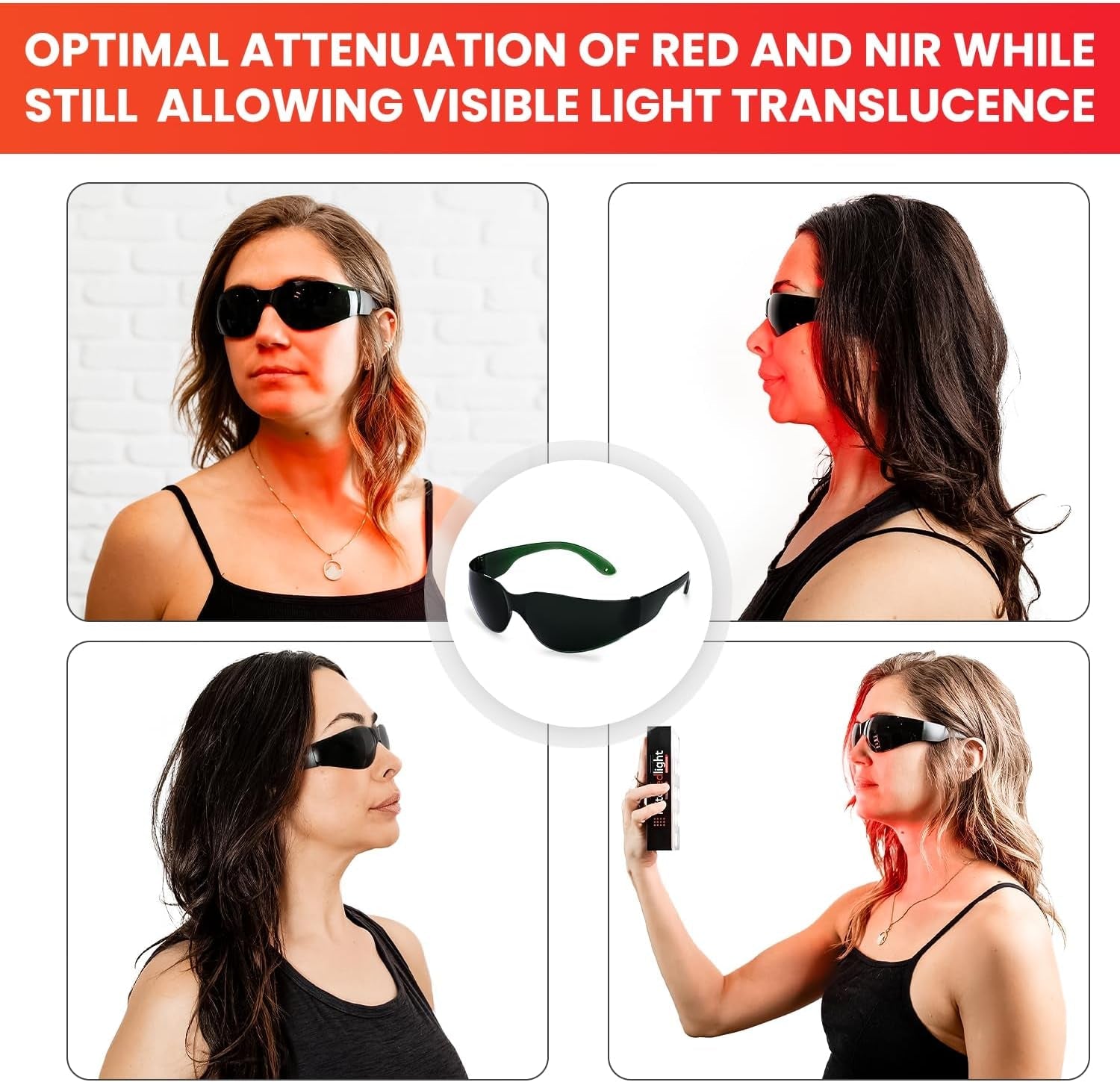  - Red Light Glasses - Eye Protection for Red Light Therapy (600Nm - 900Nm) - Red Light Therapy Goggles - Cosmetics Store