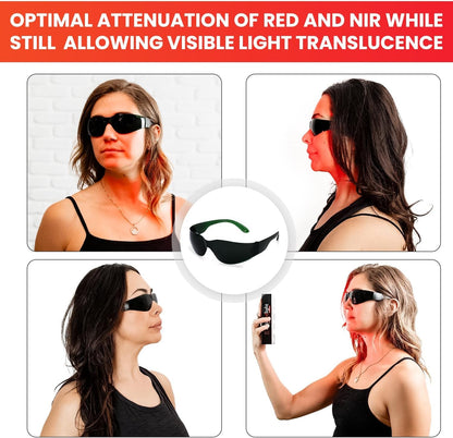  - Red Light Glasses - Eye Protection for Red Light Therapy (600Nm - 900Nm) - Red Light Therapy Goggles - Cosmetics Store