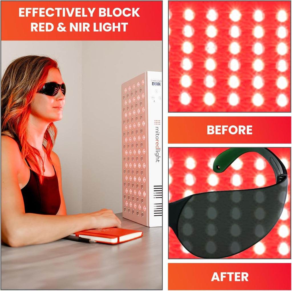  - Red Light Glasses - Eye Protection for Red Light Therapy (600Nm - 900Nm) - Red Light Therapy Goggles - Cosmetics Store