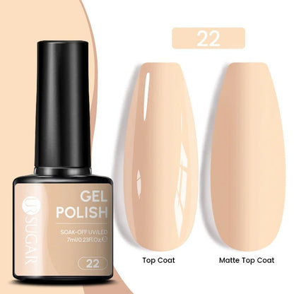 Sparkle and Shine: 7ml Champagne Gold Sequins Gel Nail Polish for Dazzling French Manicures - Cosmetics Store