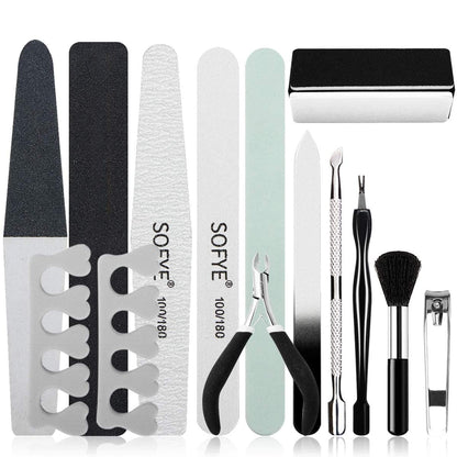 SOFYE Professional Manicure and Pedicure Kit – Complete Nail File, Buffer, Cuticle Nipper, and Pusher Set - Cosmetics Store